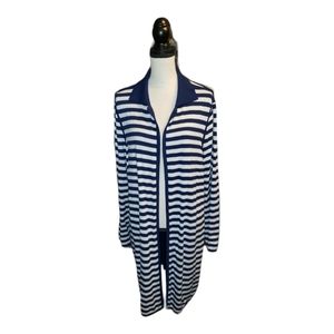 NWT Chico's Blue and White Striped Open Cardigan